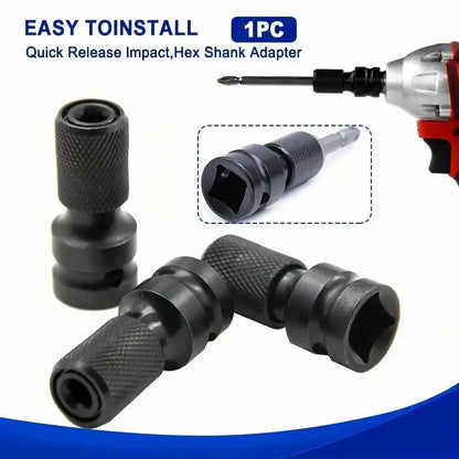 2 PCS 1/2" Square Drive to 1/4" Hex Socket Adapter/Converter/Chuck Adapter