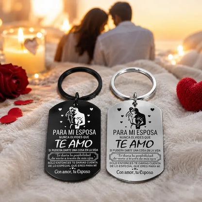To My Wife Forever Love Keychain, Stainless Steel Keyring