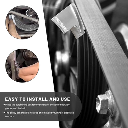 2-Piece Automotive Stretch Belt Tool Kit - Metal Installation Tool & Pulley Helper