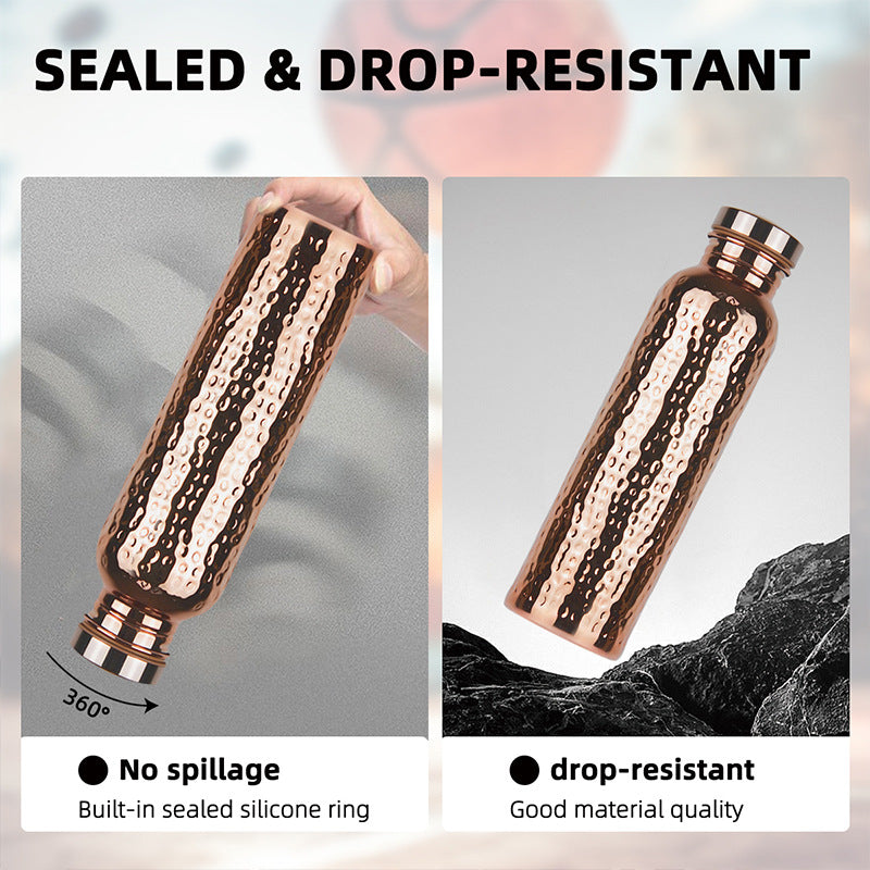 Hammered Copper Water Bottle, 800ml Water Vessel,