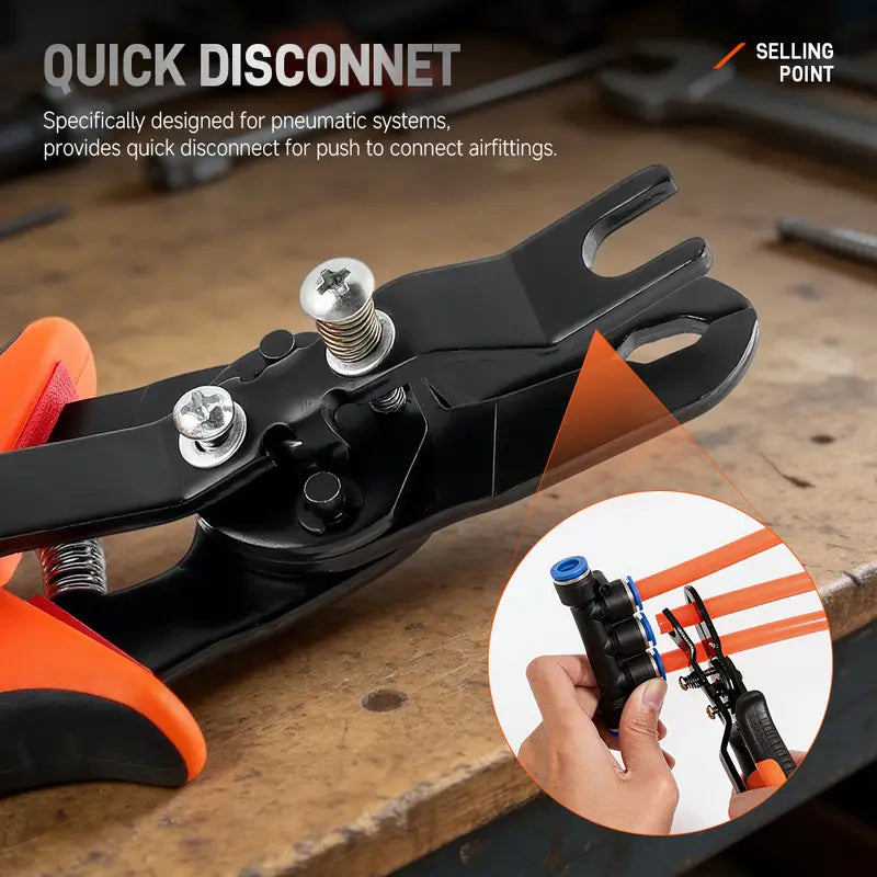 1-Hand Op. Heavy Duty Push-to-Connect Air Hose Connector Remover Pliers