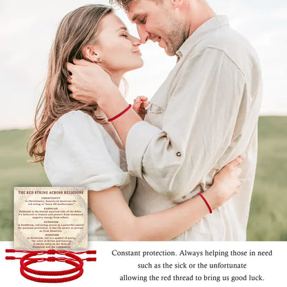 2 PCS Red Protection Bracelets, Vajra Knot (Kabbalah-style) Design
