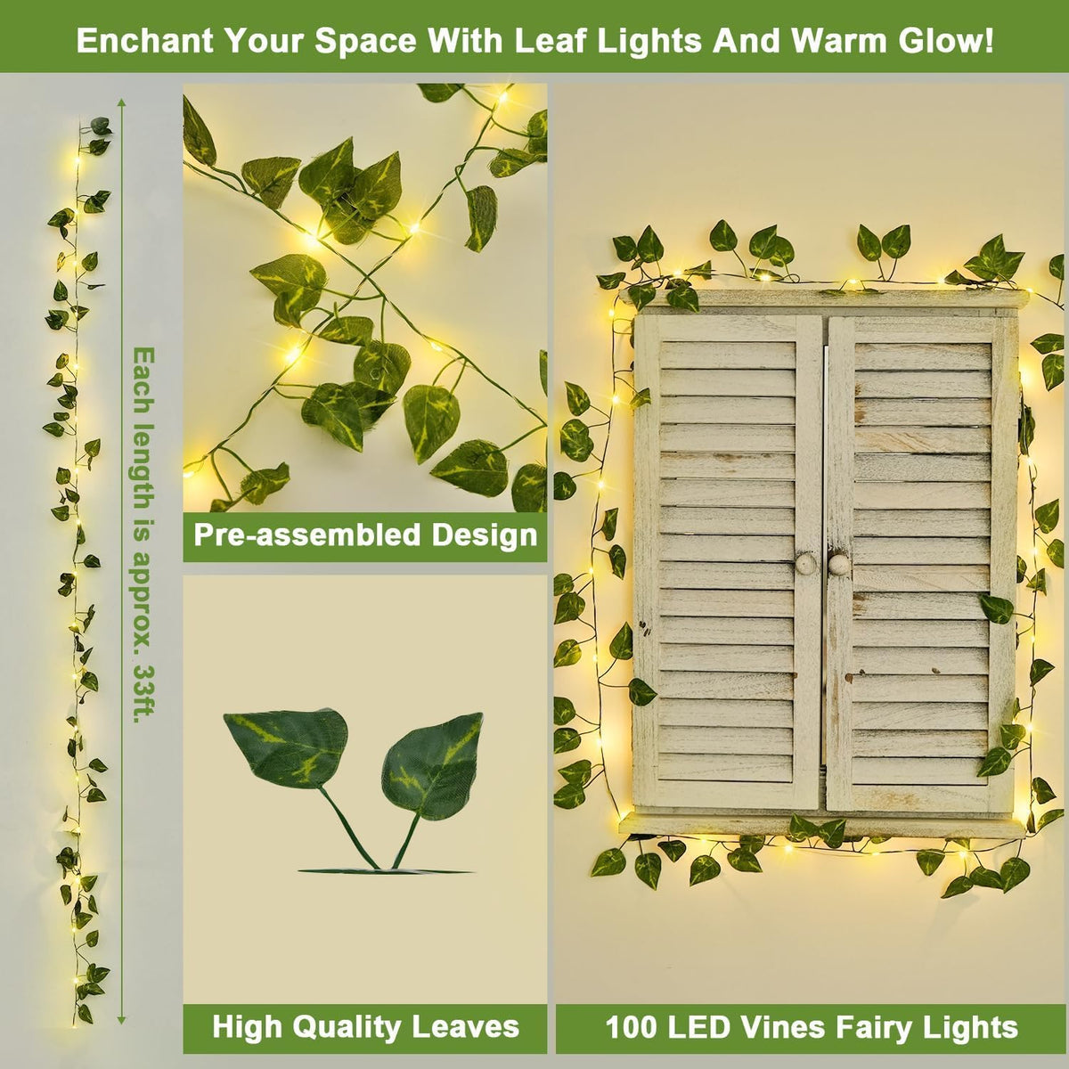 33Ft Vines with Lights Battery Operated