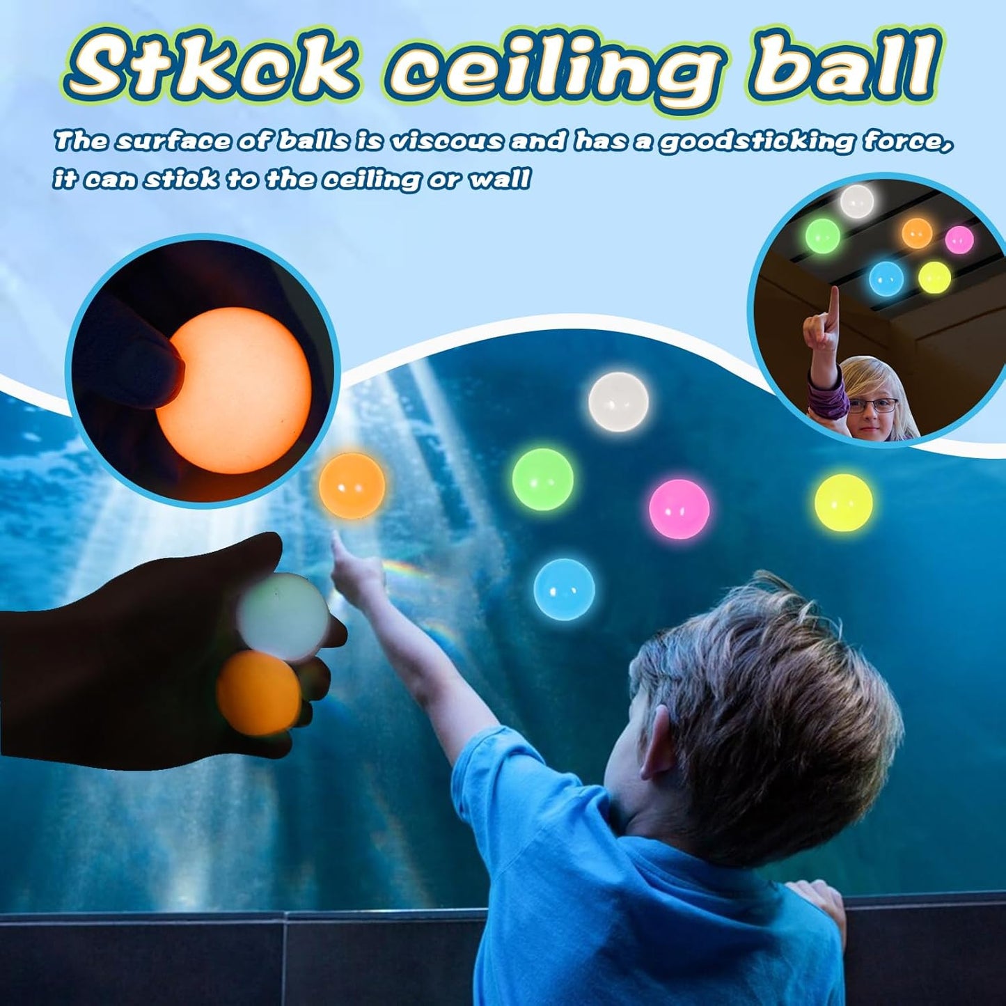 6Pcs Glow in The Dark Sticky Balls Toys