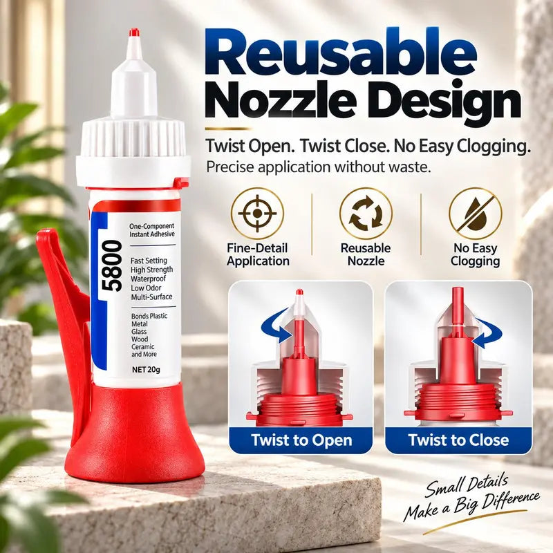 2PCS 5800 Precision Repair Glue, Fast-Setting Multi-Surface Adhesive for Plastic