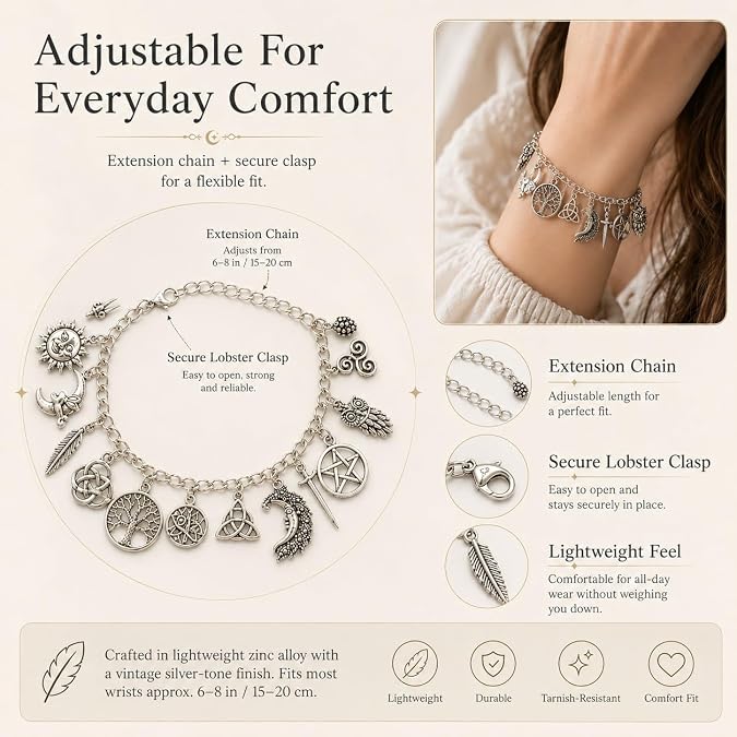 2-in-1 Vintage Witchy Charm Bracelet & Anklet for Women