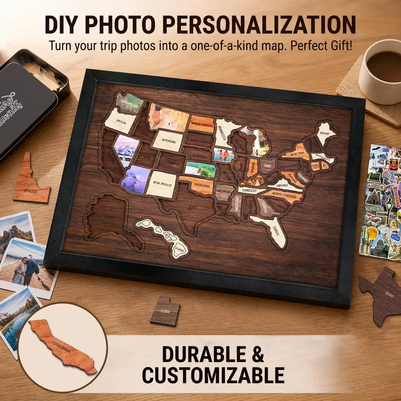 Wooden USA Travel Jigsaw Puzzle ,Handmade, State Pieces