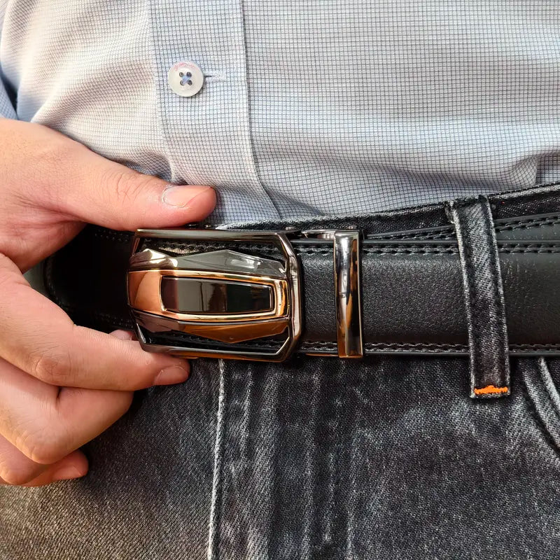 Men'S Ratchet Leather Belt - Sliding Belt Adjustable For Gift Mens Dress Fashion Belts1 3/ 8",