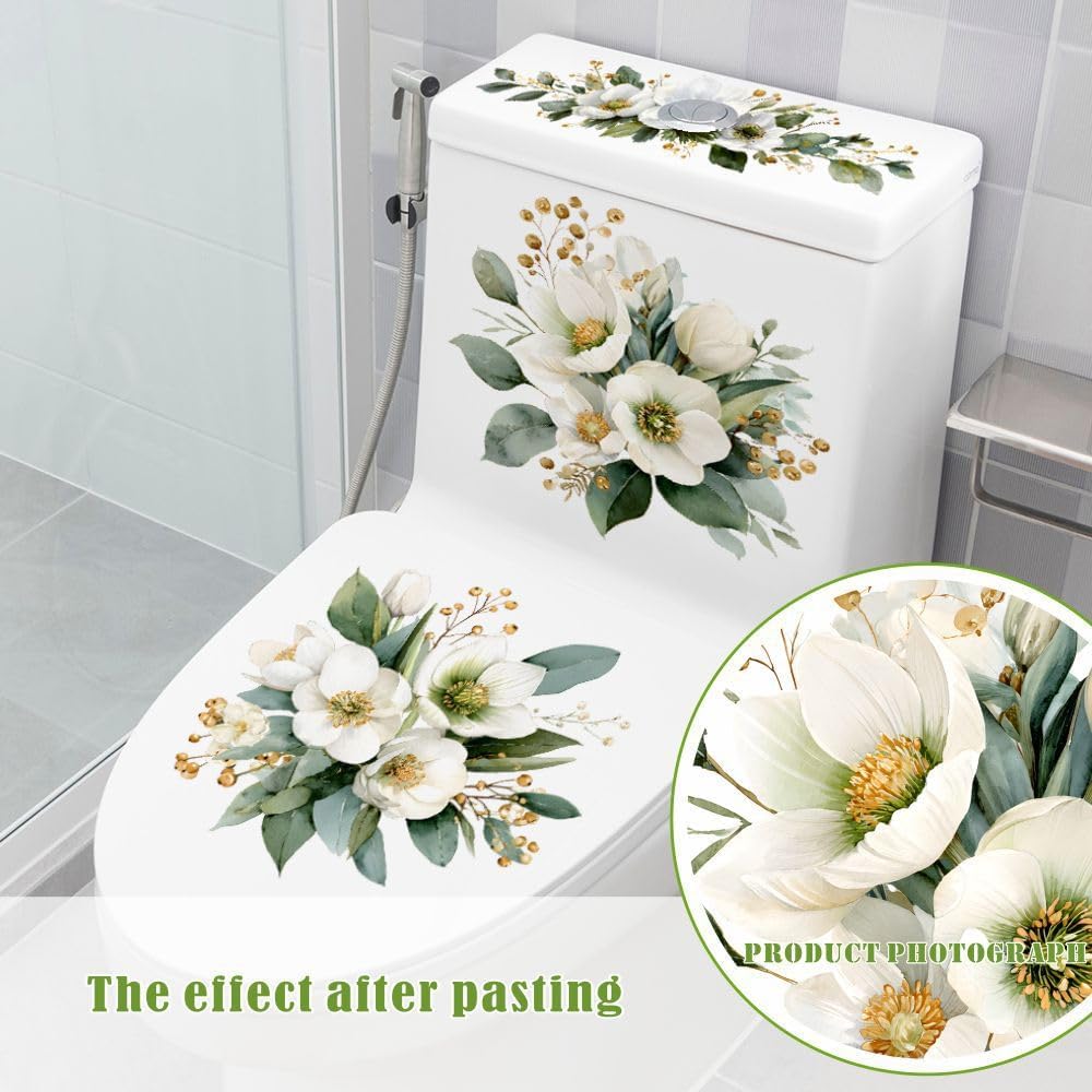 3-Piece Bathroom Toilet Sticker Set, PVC Self-Adhesive Decorative Decals