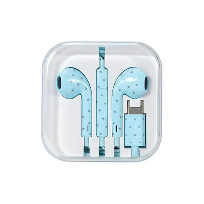 Wired Type-C Earphones with Star Pattern