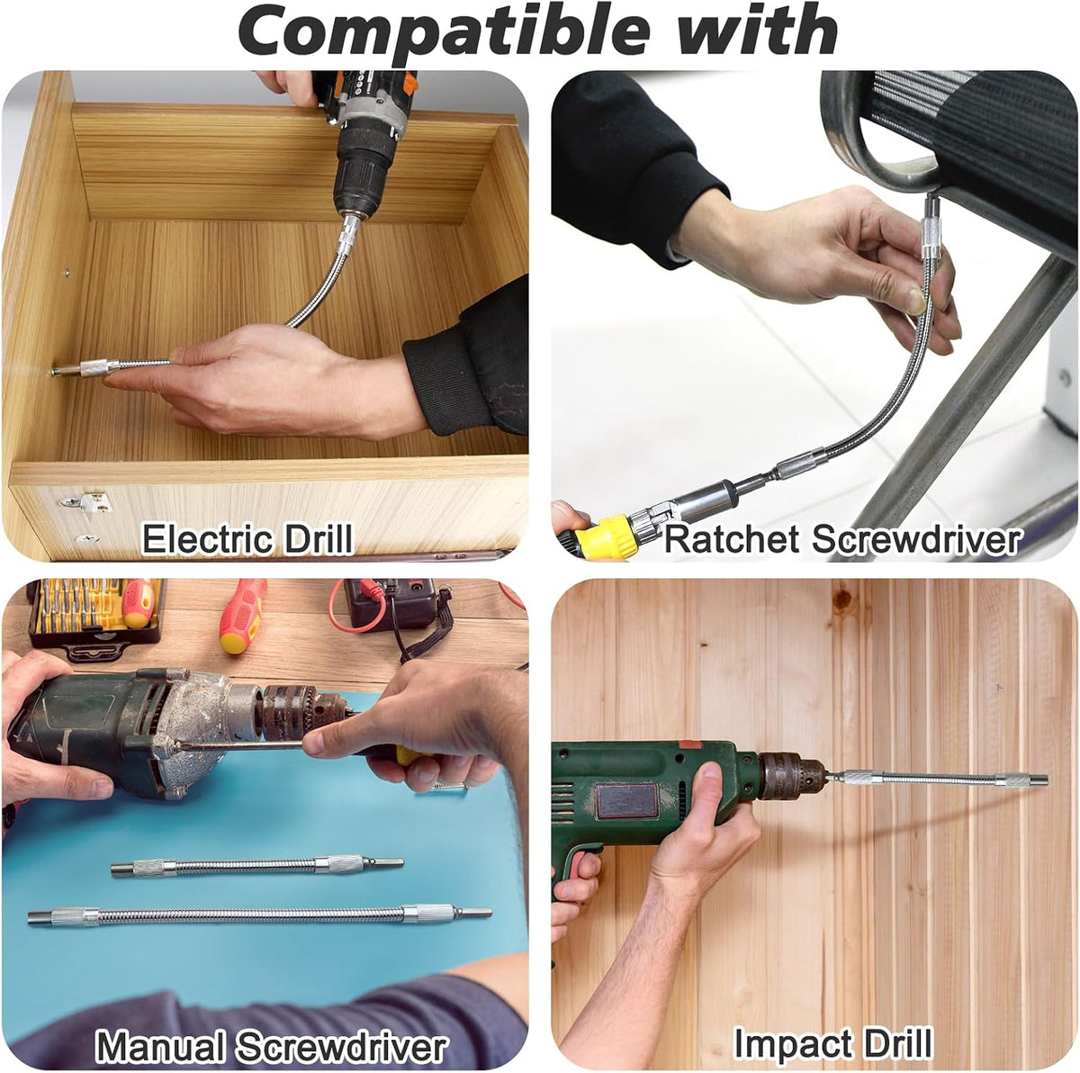 Premium Hex-Shank Metal Flexible Universal Extension Rod