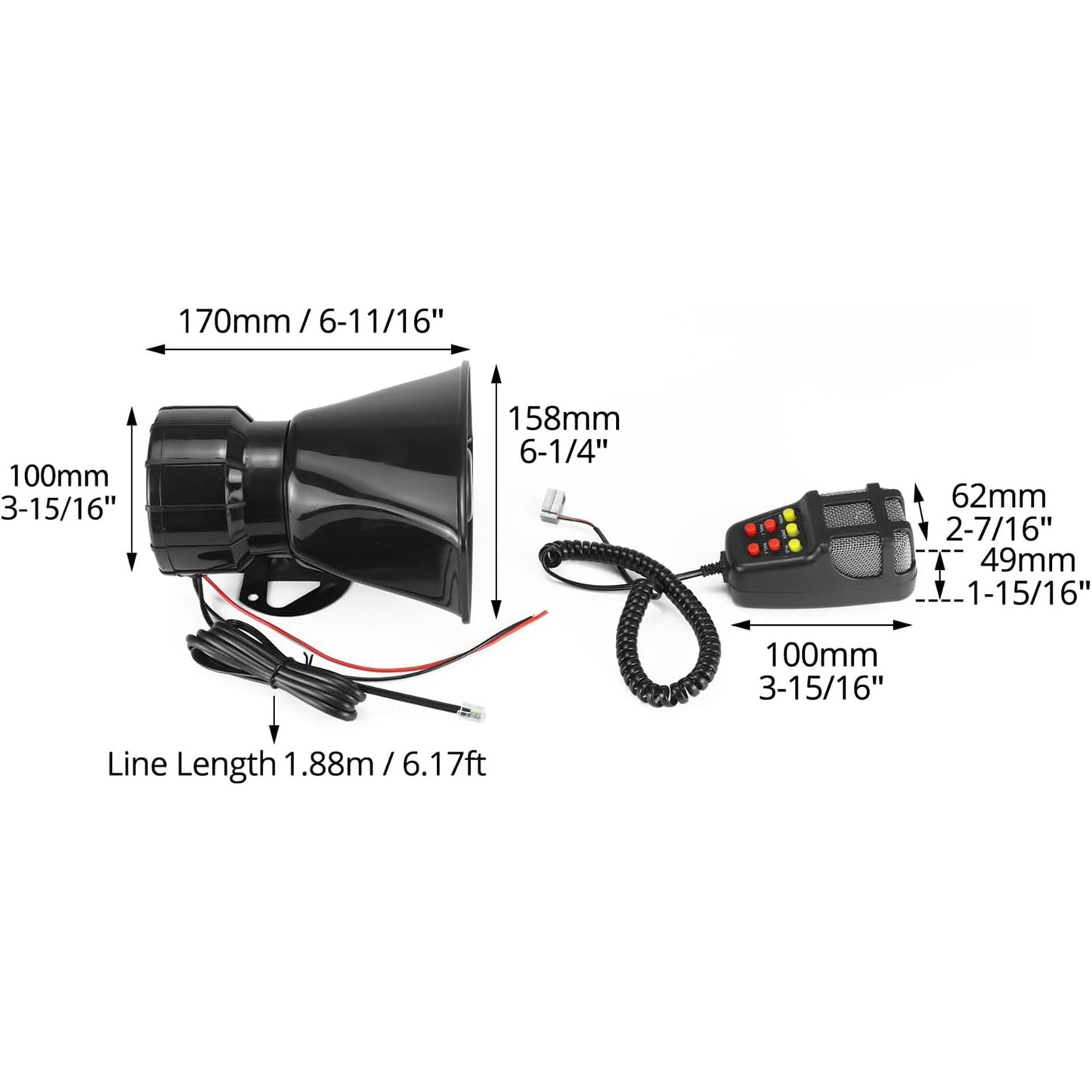 7 Tone Partol Car Truck Siren Emergency Sounds Electric Horn with Mic