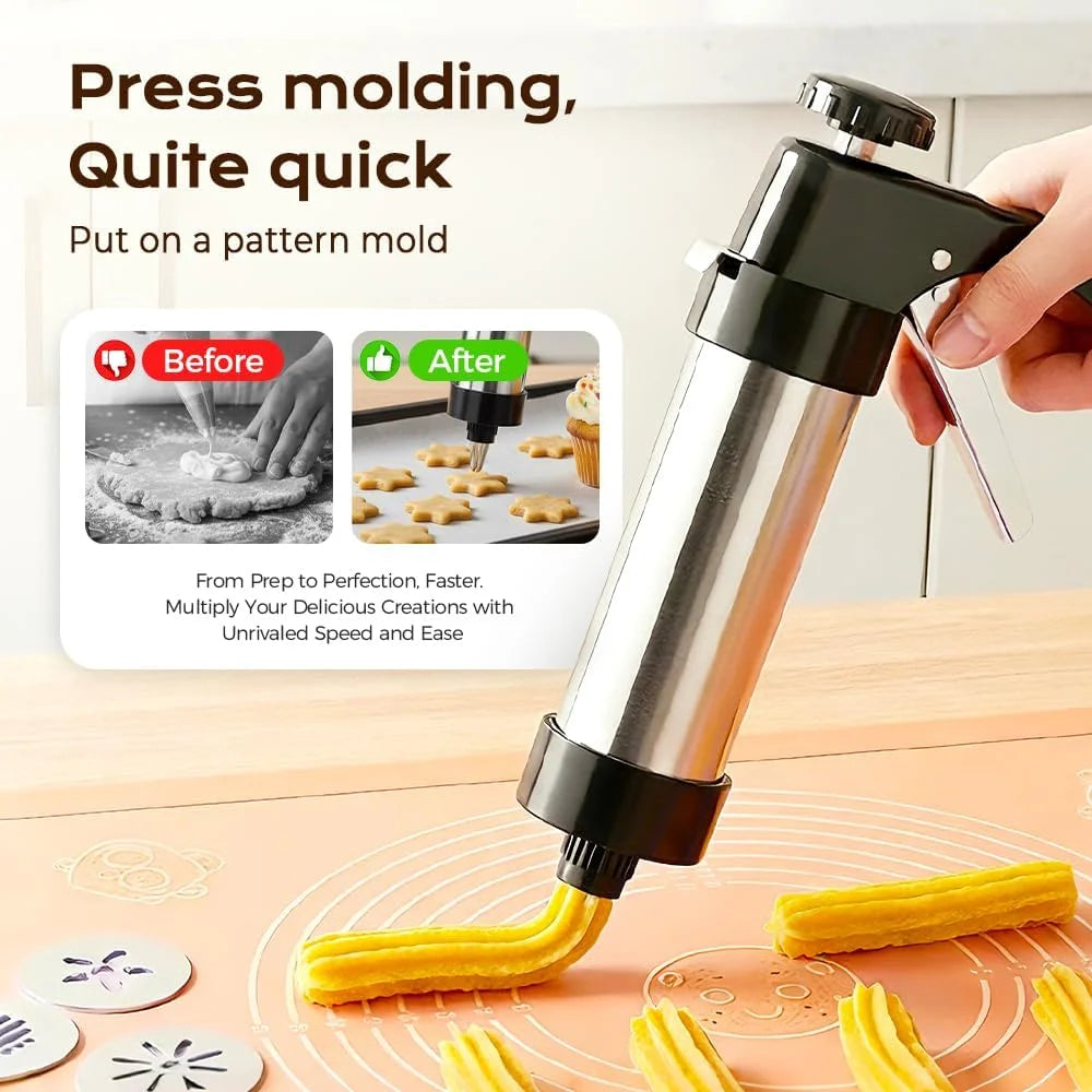 Cookie Press Kit with 8 Icing Tips and 13 Cookie Discs
