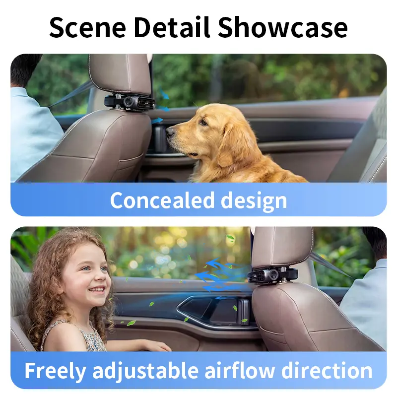 Mini Portable USB Backseat Cooling Fan Quiet Headrest Neck Fan