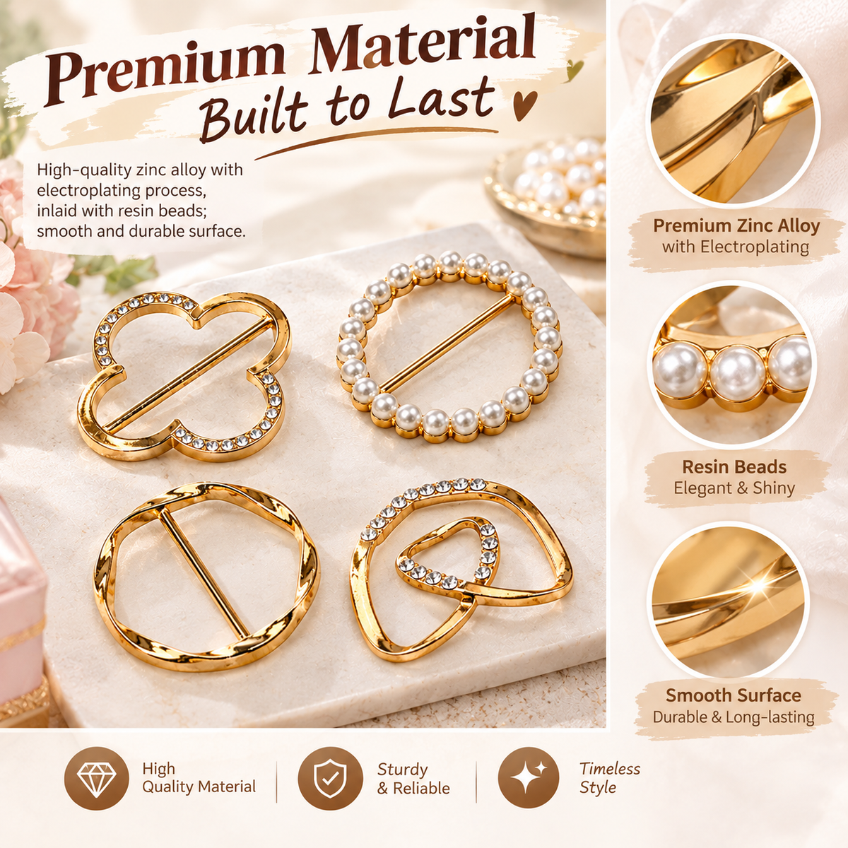 4 Counts Women's Fashion Metal Shirt Clips