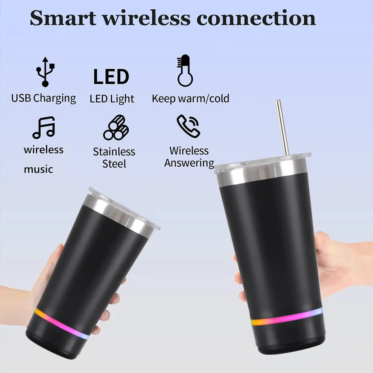 Wireless Music Speaker Tumbler Beer Cup for Outside Playing Songs with Phone