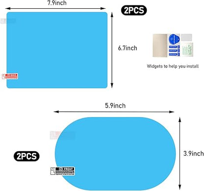 4 PCS Car Rearview Mirror Film, Waterproof Mirror Films Include Two Sizes