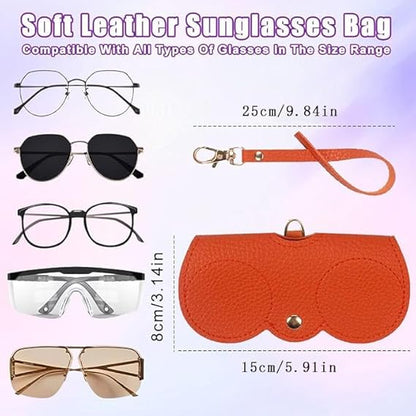 2Pcs Soft Glasses Bag for Women Men, Portable Leather Glasses Case for All Kinds of Glasses