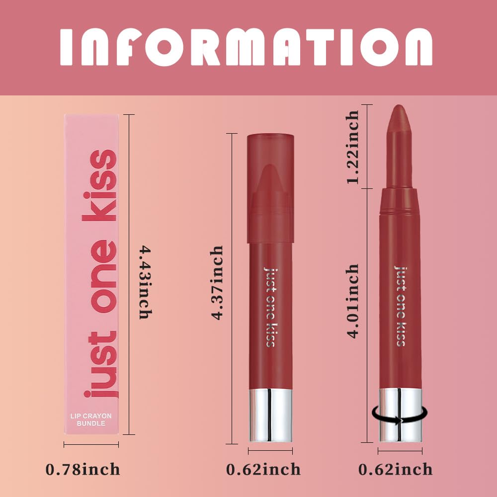 6pcs Natural Nourishing Tinted Lip Crayons Set for Women - Moisturising  Longwear, Matte Creamy