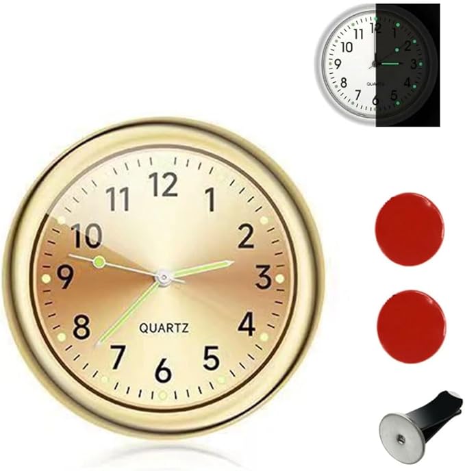 Mini Car Clock for Dash with Adhesive Sticker & Vent Clip - Luminous Decoration