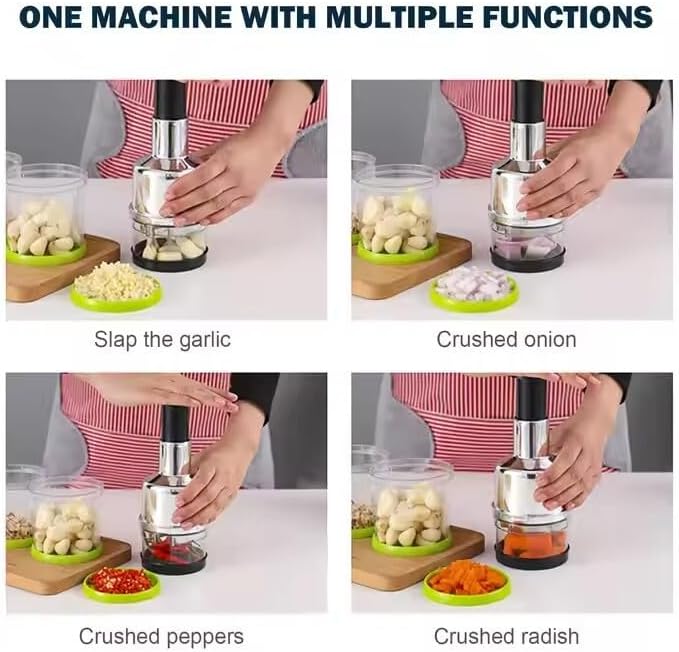 Multi-Functional Stainless Steel Manual Chopper & Masher – Handheld Food Dicer/Crusher
