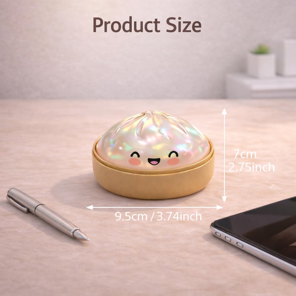 4pcs Glitter Dumpling Squishy with Steamer Box, Slow Rising Soft TPR Fidget Toy