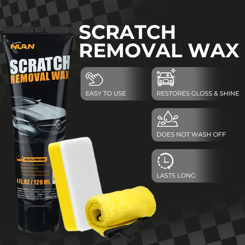 Car Scratch Remover Wax - Universal Premium Polishing Compound for Deep Scratches,  with Sponge and Cloth