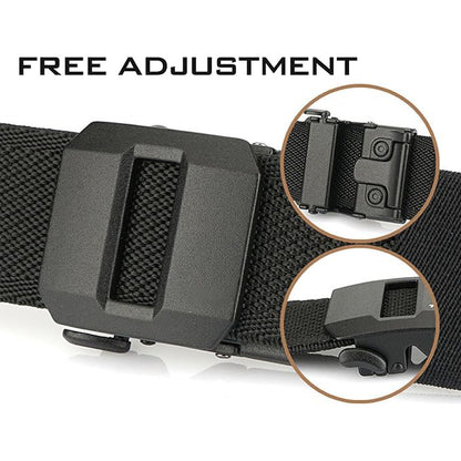 Adjustable Nylon Ratchet Belt, Woven Waist Tactical Belt with Automatic Slide Buckle