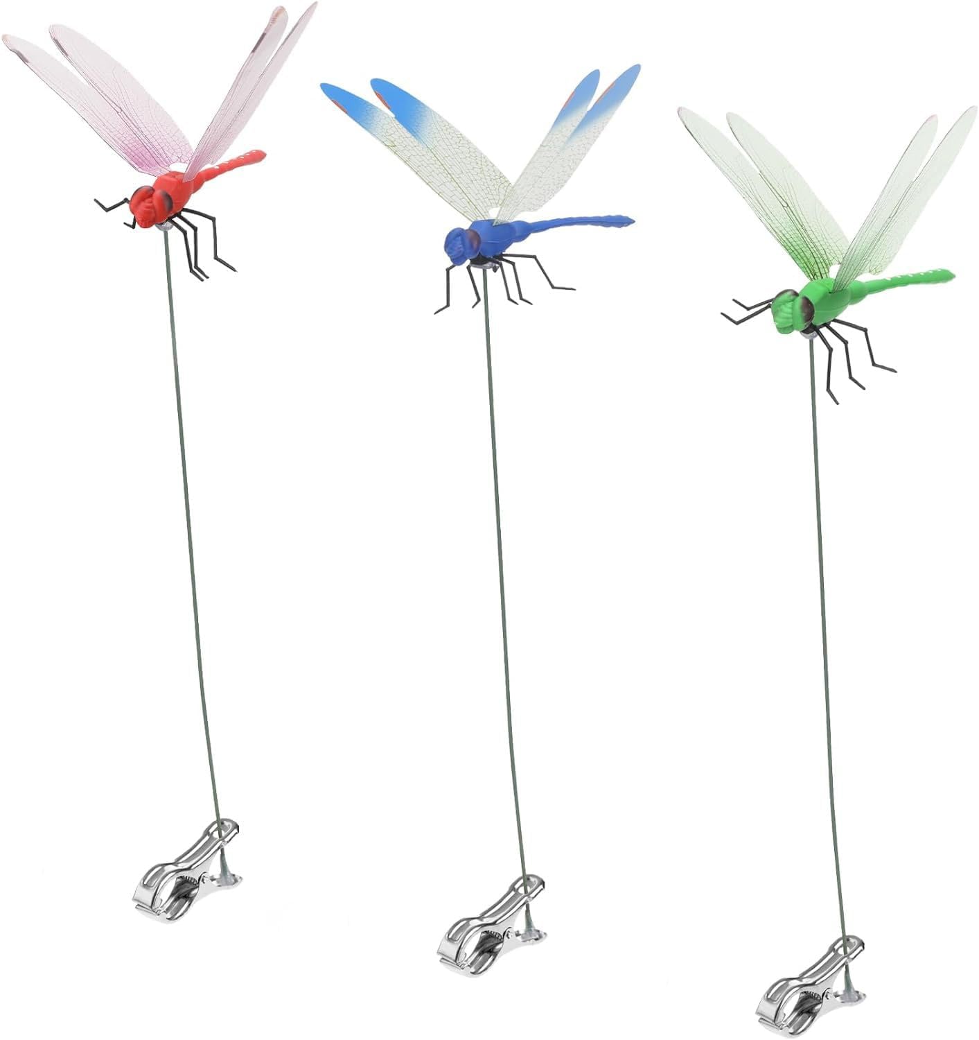 3Pcs/set 3D Dragonfly Garden Stakes Clip Bird and Fly Scare Devices