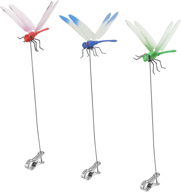 3Pcs/set 3D Dragonfly Garden Stakes Clip Bird and Fly Scare Devices