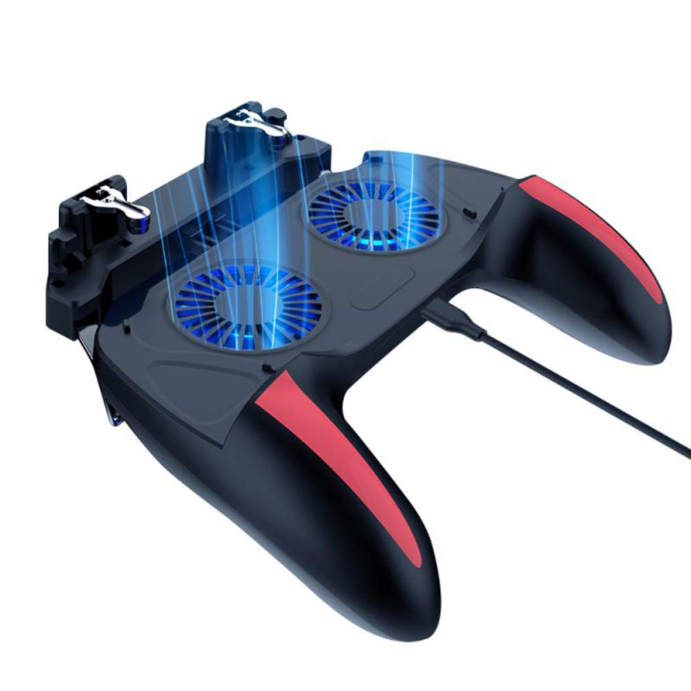 Fast Heat Dissipation No Noise 4 Fingers Mobile Game Controller with Dual Cooling Fan Suitable for 4.7-6.5inch phones(5000mah)