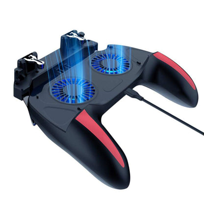 Fast Heat Dissipation No Noise 4 Fingers Mobile Game Controller with Dual Cooling Fan Suitable for 4.7-6.5inch phones(5000mah)
