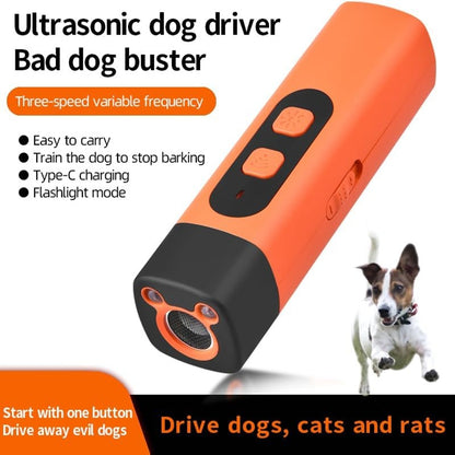 Stop Barking Dog Trainer Handheld Ultrasonic Chaser Drive Away Device Flashlight