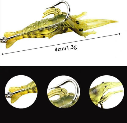 30Pcs Shrimp Simulation Soft, 2In Gulp Prawn Lure Bait Hook Tackle Bass Fishing Lures