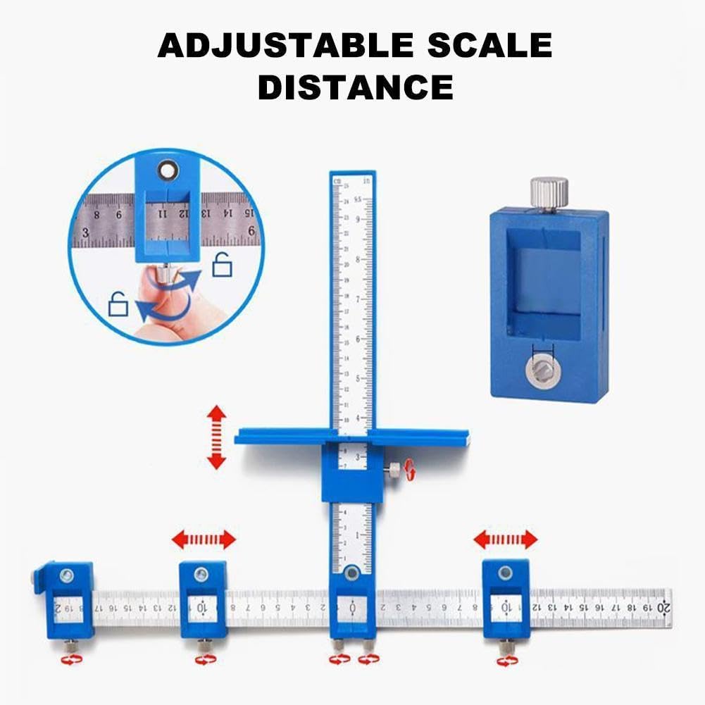 Woodworking Drilling Hole Doweling Guide Punch Locator with Automatic Center Punch for Installation Handles Knob on Drawer Door Pulls