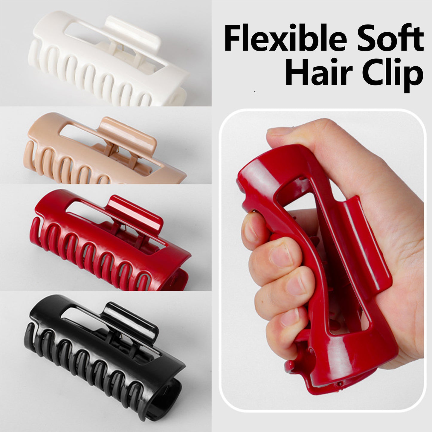 3Pcs Ultra-Soft Silicone Shark Hair Clip – Flexible & Durable Jaw Clip