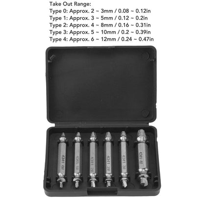 6PCS Damaged Screw Extractor Set