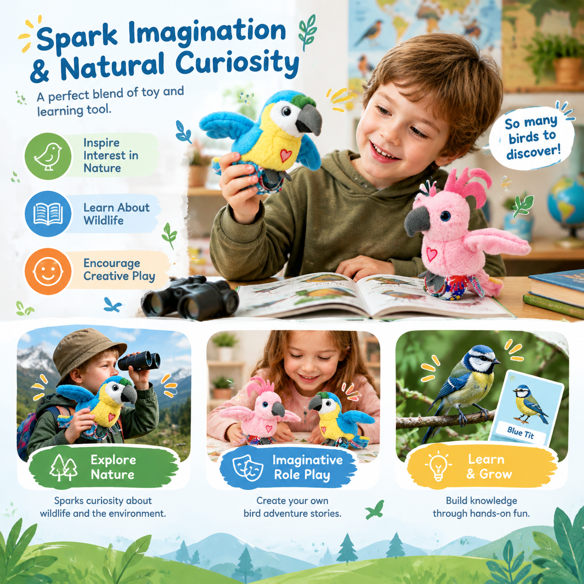 Bird-themed plush slap bracelets