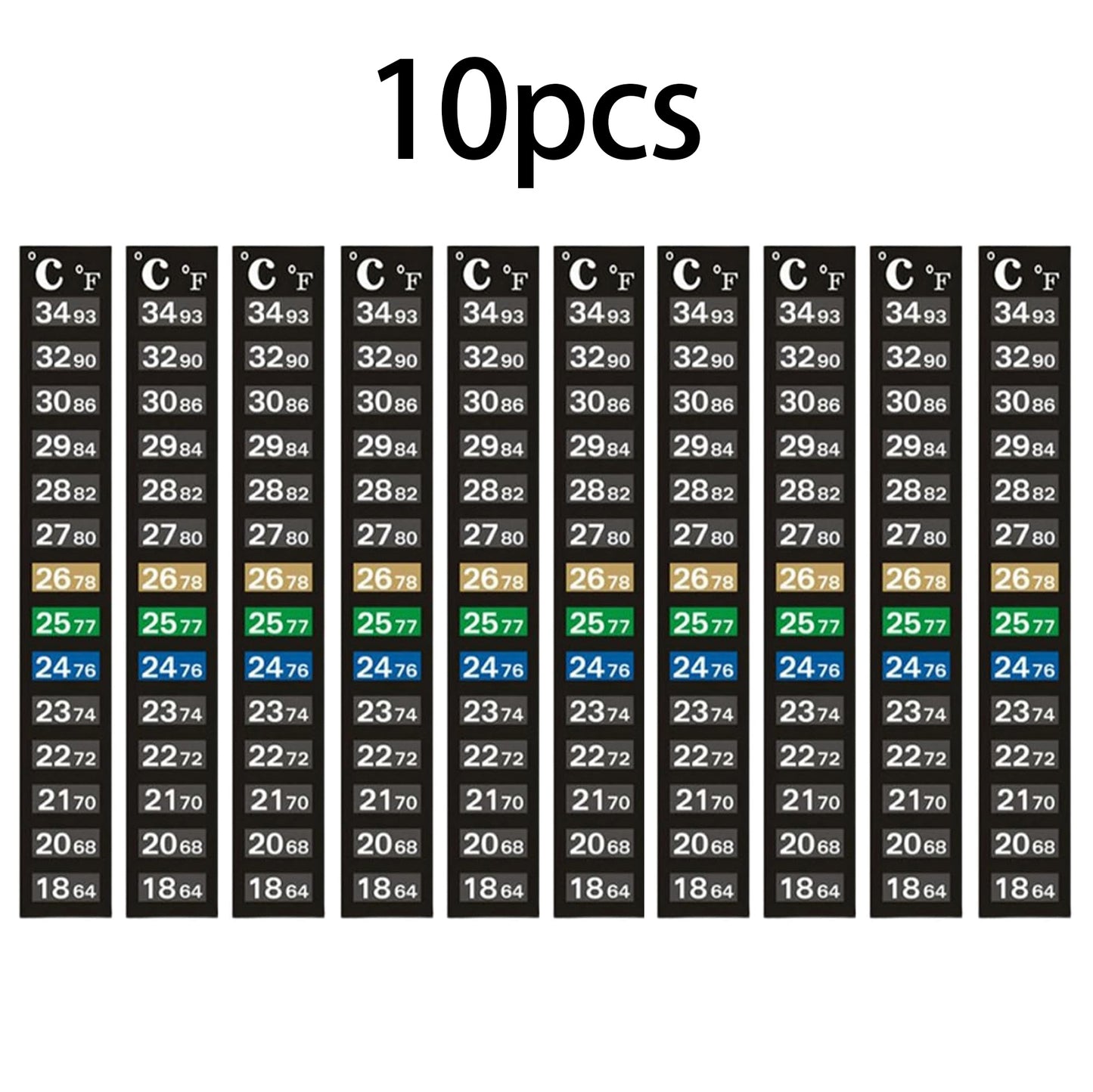 10Pcs Aquarium Temperature Sticker Strips