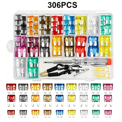 306Pcs Automotive Fuse Kit: Aluminum Blade Fuses, Puller & Test Light for Car/Truck Repair