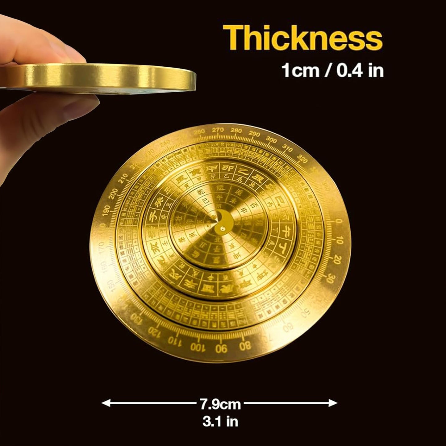 Mini Rotation Compass Feng Shui Amulet Ornament Good Luck