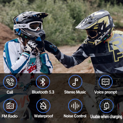 Motorcycle Waterproof Bluetooth Helmet Headset with Noise Cancellation