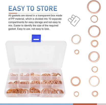 200 PCS Copper Crush Washer Oil Drain Plug Gasket Kit