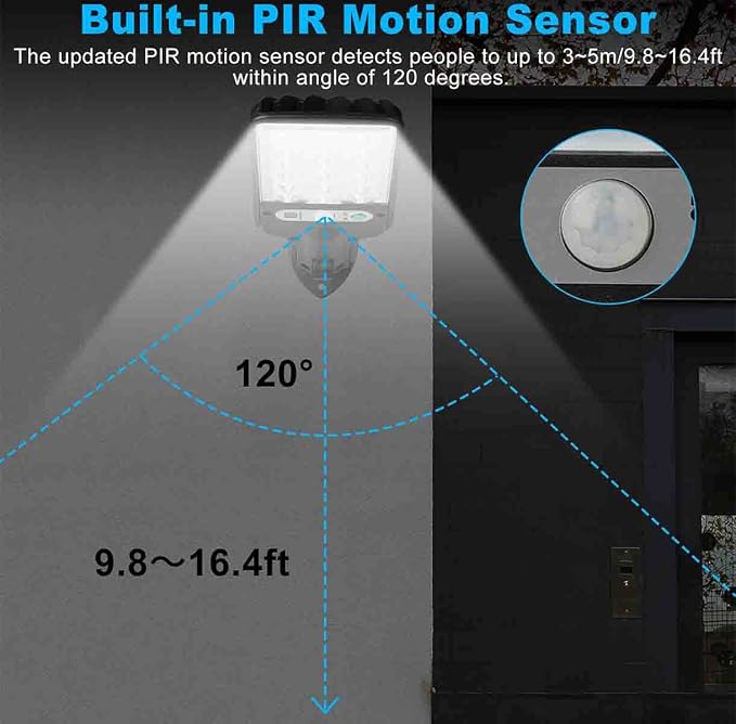 2-Pack ABS Plastic Solar Powered Motion Sensor Outdoor Wall Lights