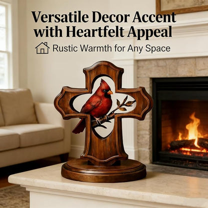 Handcrafted Cardinal Cross Ornament