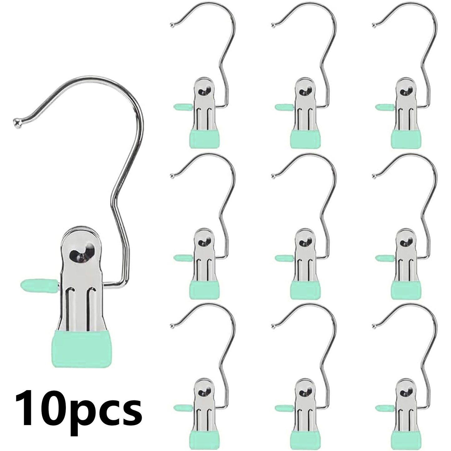 10Pcs Stainless Multi Function Clip Hooks,Laundry Hanging Hooks Clips,Closet Hangers,Boot Clips
