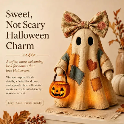 Vintage-Style Patchwork Ghost Halloween Light