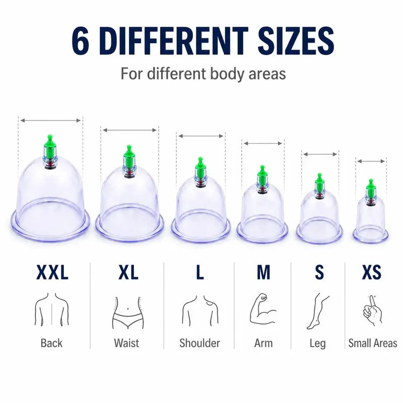 6-Piece Vacuum Cupping Massage Cup Set with Manual Hand Pump