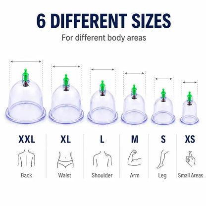 6-Piece Vacuum Cupping Massage Cup Set with Manual Hand Pump