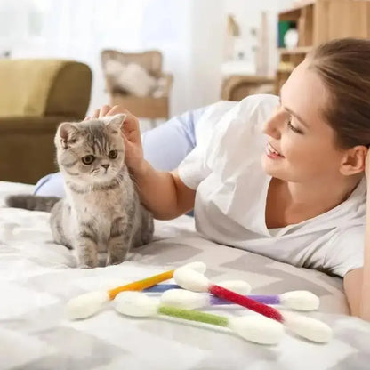 6 Pack Giant Q-tip Shaped Cat Toys, Soft Felt Cotton Swab Teething Sticks